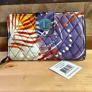 Vera Bradley RFID Turnlock wallet, pattern is Painted Feathers, NWT